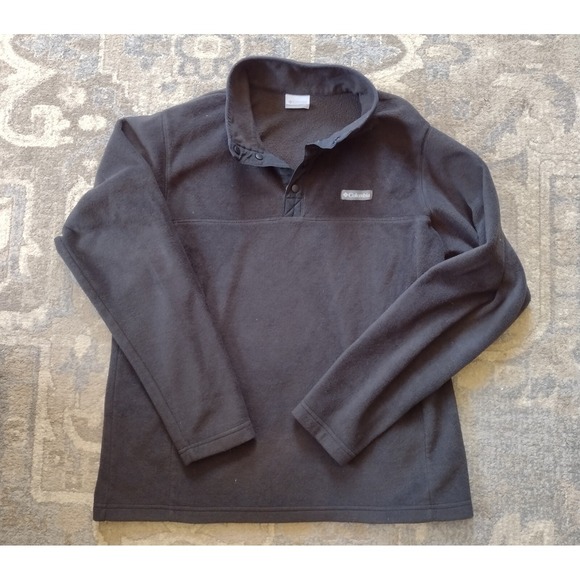 Columbia Fleece Jacket/Pullover Mens Large 1/2 Half Snap  Black Outdoor Durable - Picture 1 of 7